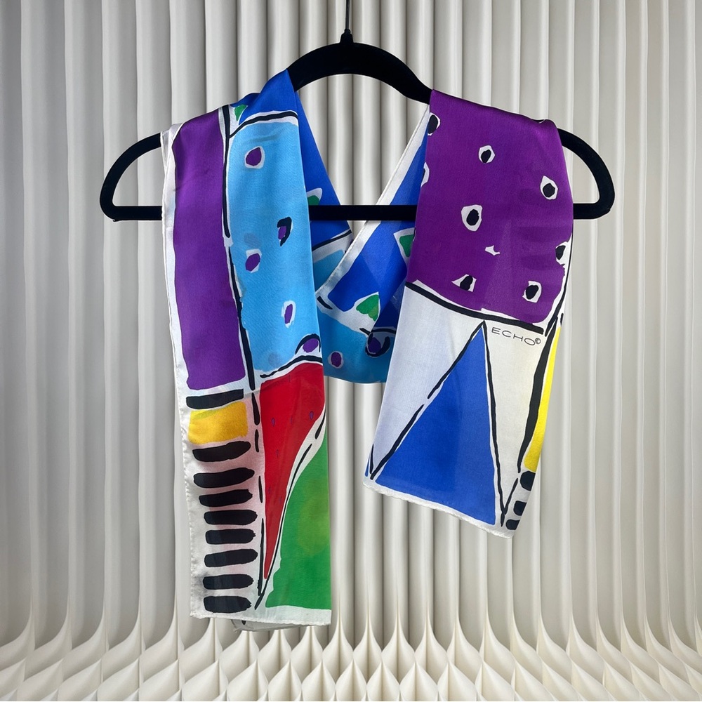 Echo Silk Scarf With Bold Patterns - image 7